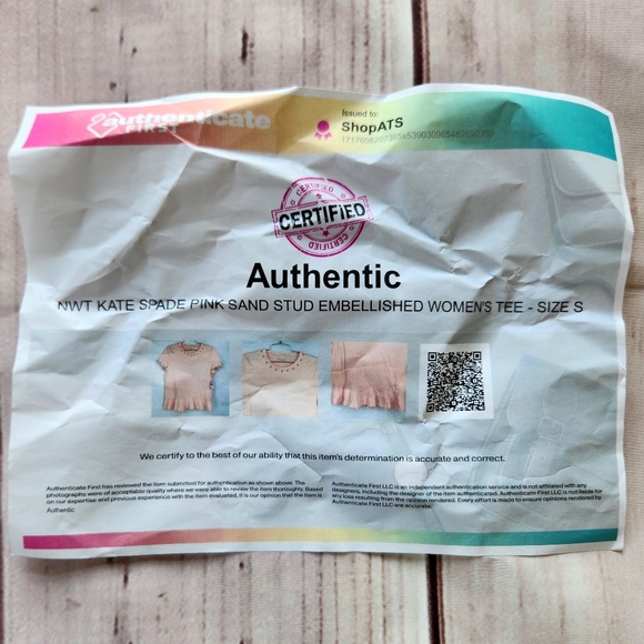 NWT Kate Spade Broome Street "Stud Embellished Tee" in Pink Sand, Women's Size S - Picture 9 of 11